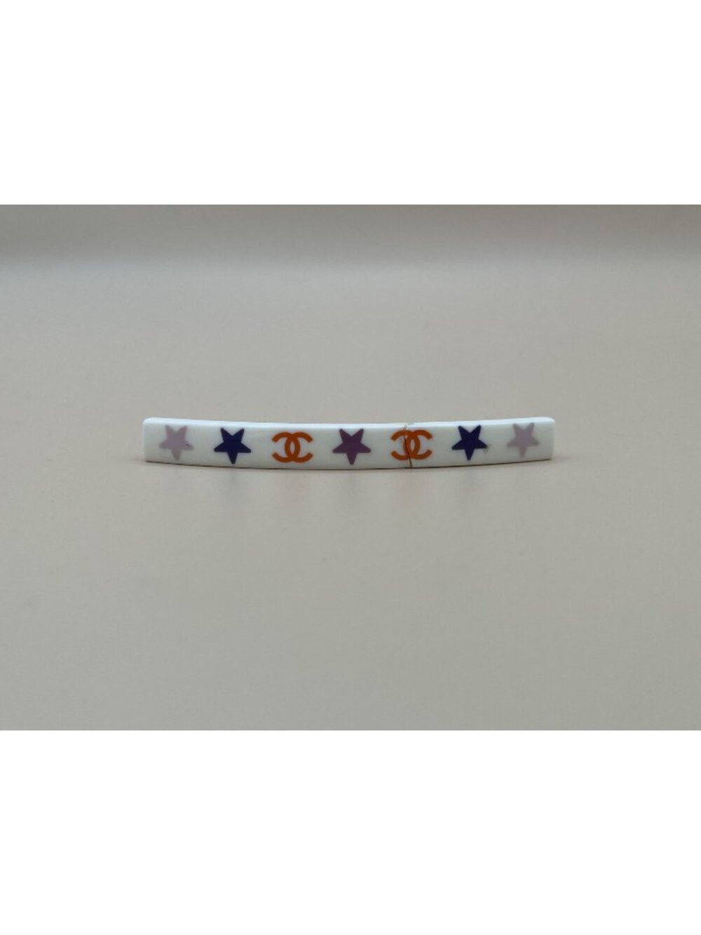 Authentic Chanel Resin Star CC Logo Barrette Hair Clip France AS-IS Crack 🇫🇷